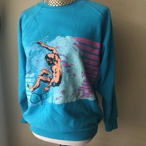 Vintage Sky Blue OP surf crew neck sweater